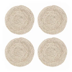 Voorkant 3 House Doctor Circle Placemat Zeegras 4-pack